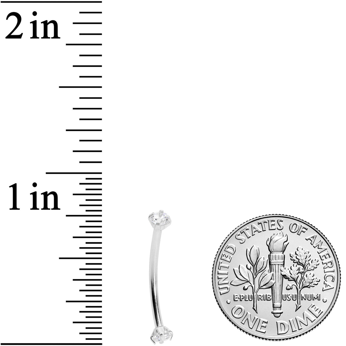 16G 9/16 Clear CZ Gem End Curved Barbell