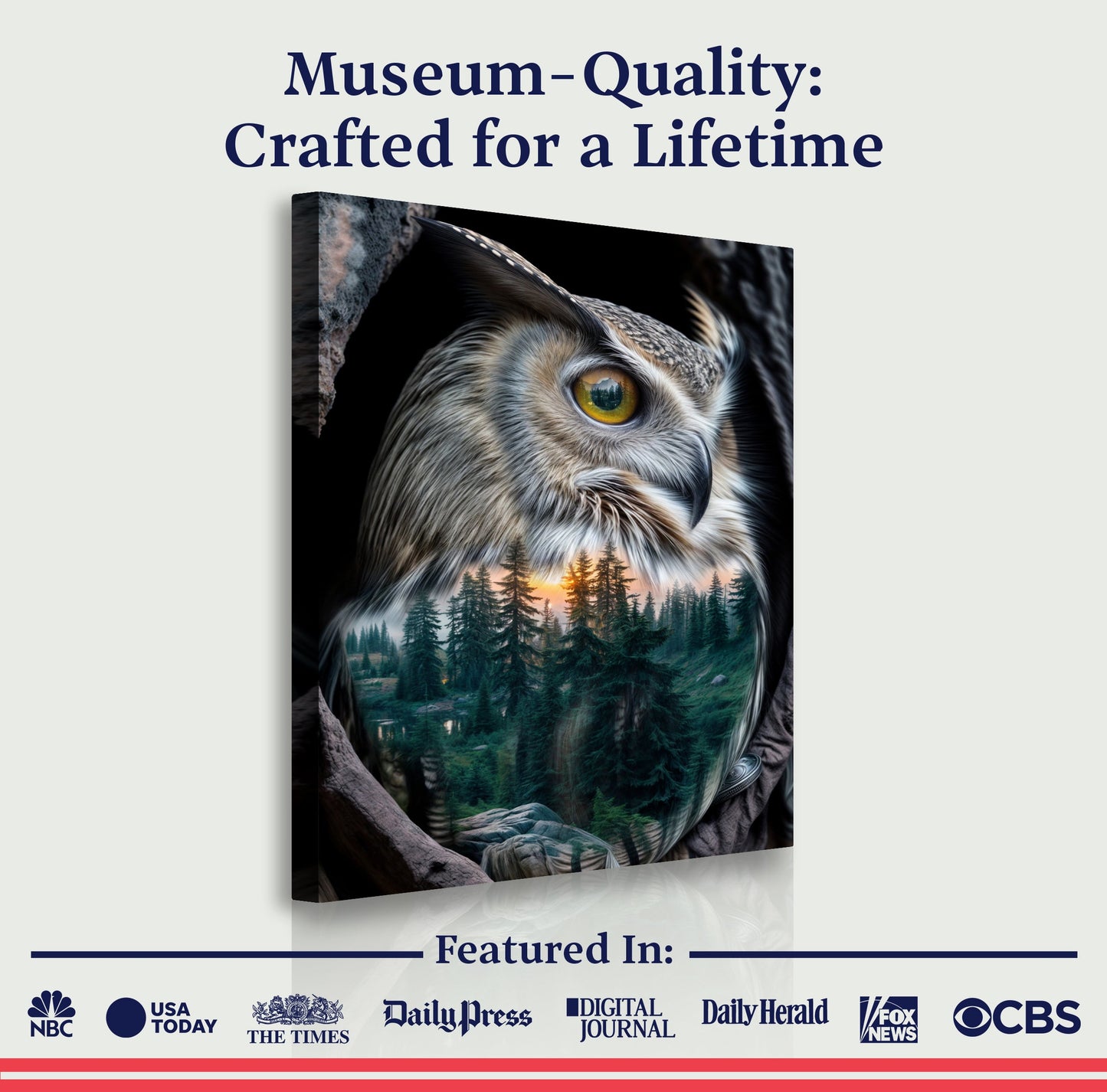Owl Double Exposure Wall Art