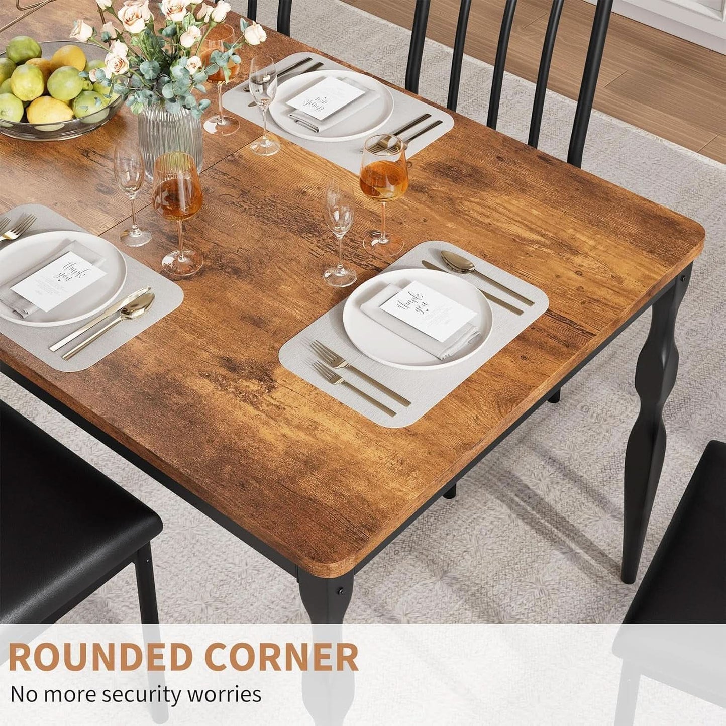 71 Inch Brown Farmhouse Rectangular Dining Table Durable