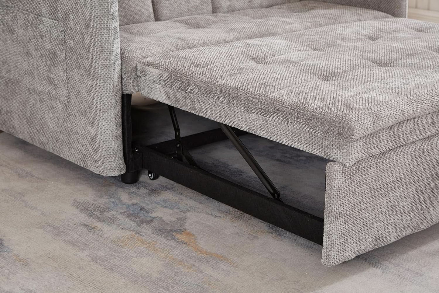 57 Inch Convertible Sofa Bed With USB Charging Ports Grey