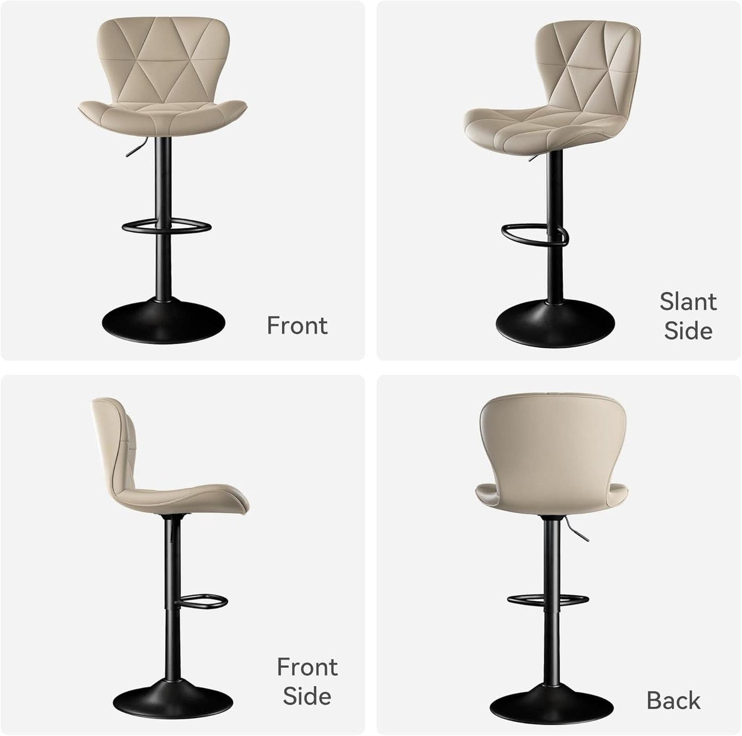 Adjustable Swivel Bar Stools Set of 2 in Khaki Finish