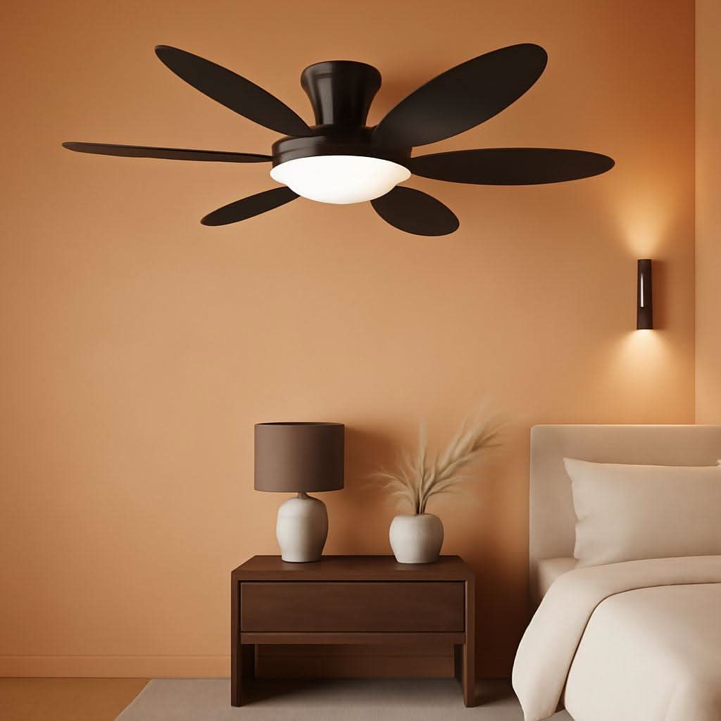 51 Inch Black Ceiling Fan With Light And Remote Control
