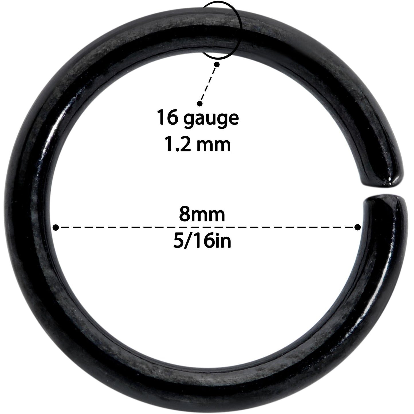 16G 5/16 Steel Black Gold Tone Seamless Cartilage Ring Set of 12