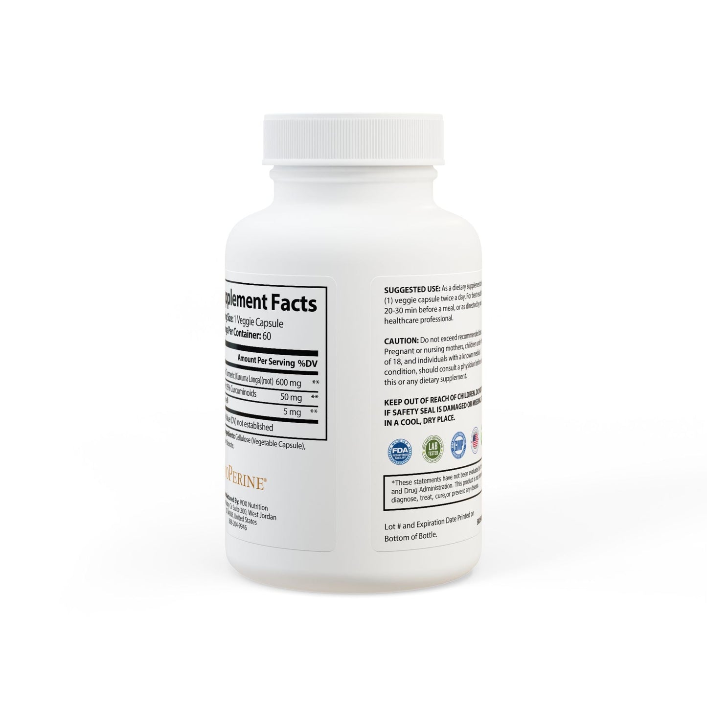 PureCur Turmeric with Black Pepper Fruit Extract Supplement (60 Capsules)