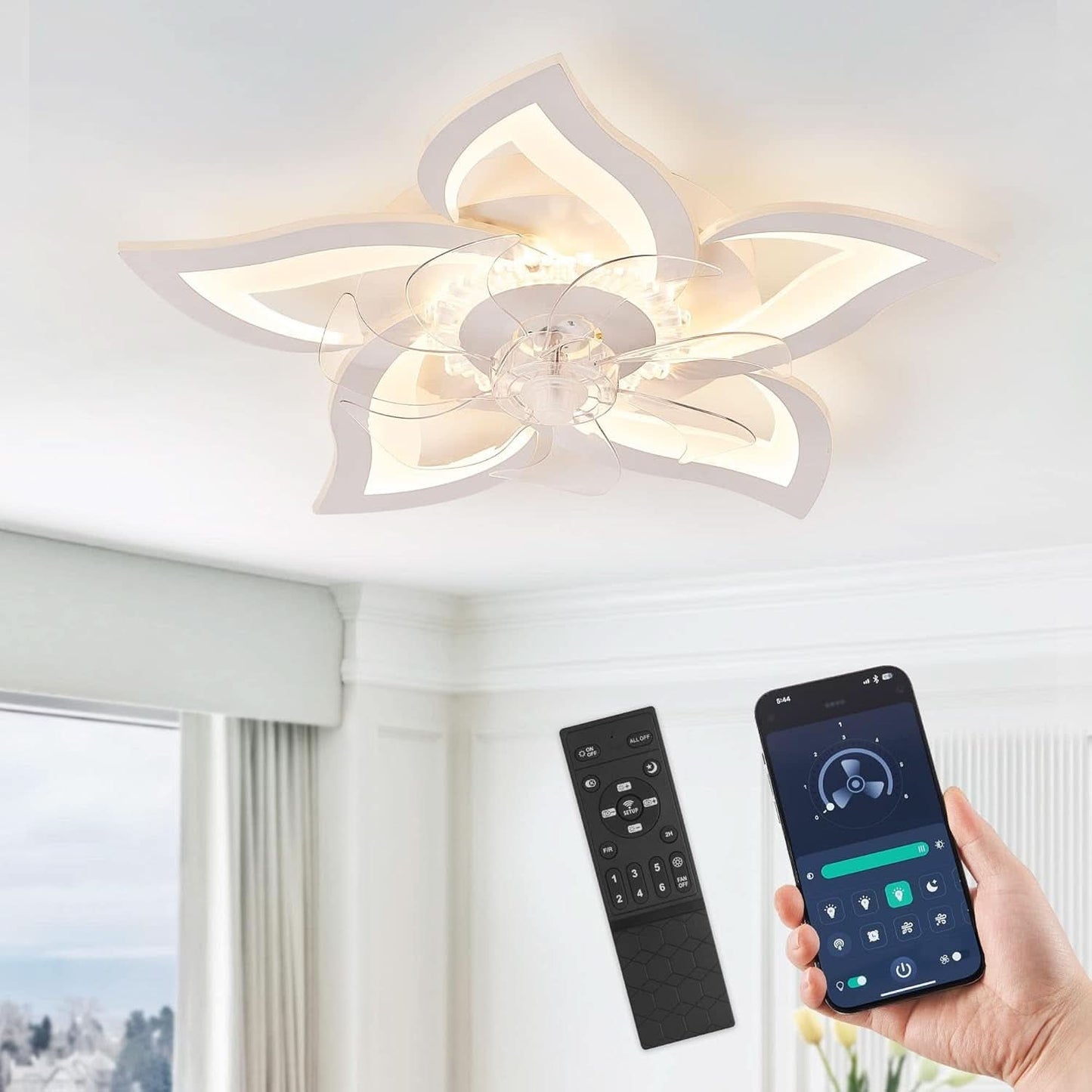 27 Inch Low Profile Ceiling Fan With Integrated LED