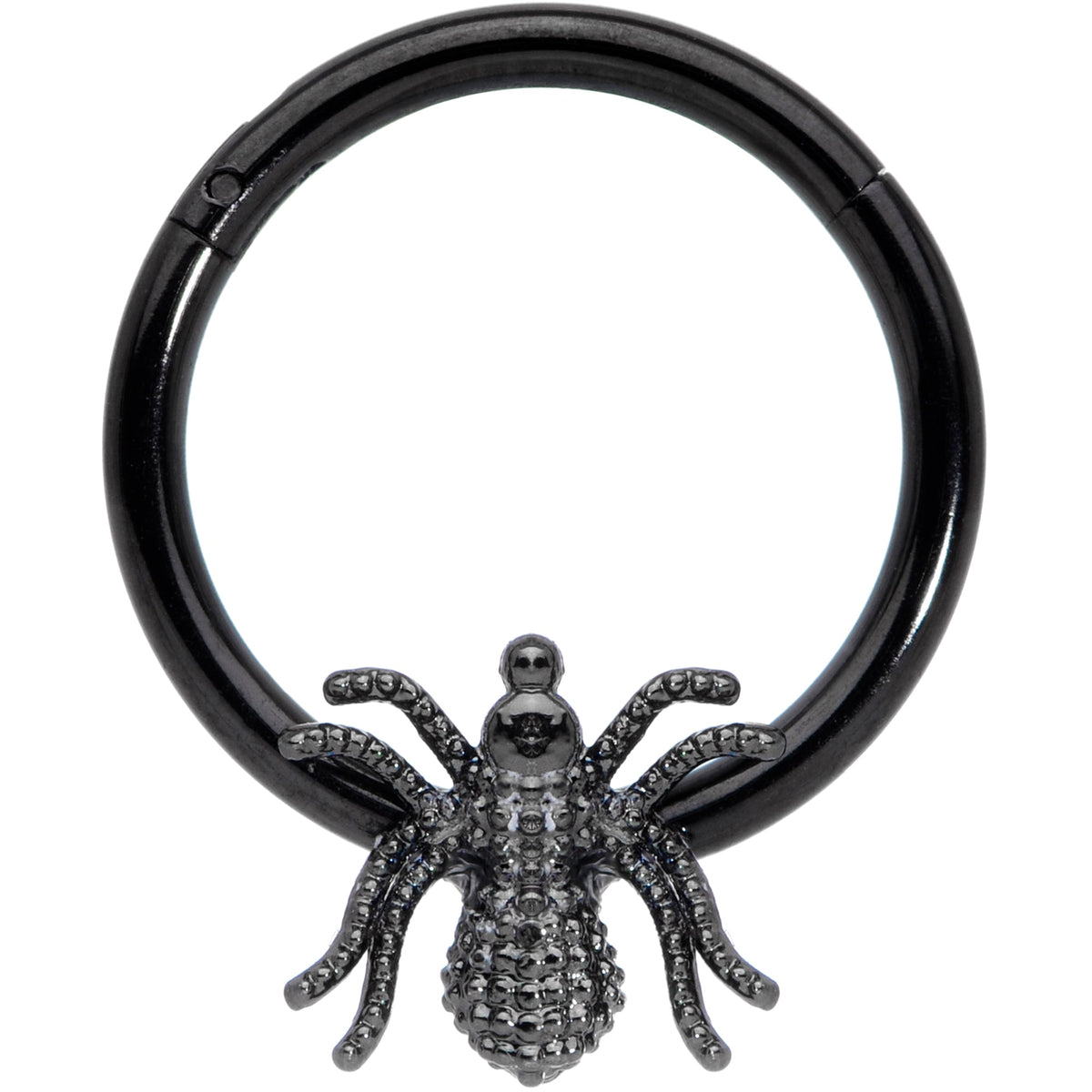 16G 3/8 Black Creepy Insect Halloween Hinged Segment Ring