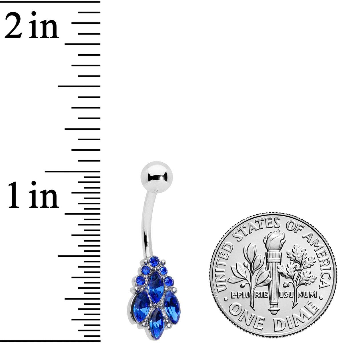 Blue CZ Gem Fountain Belly Ring