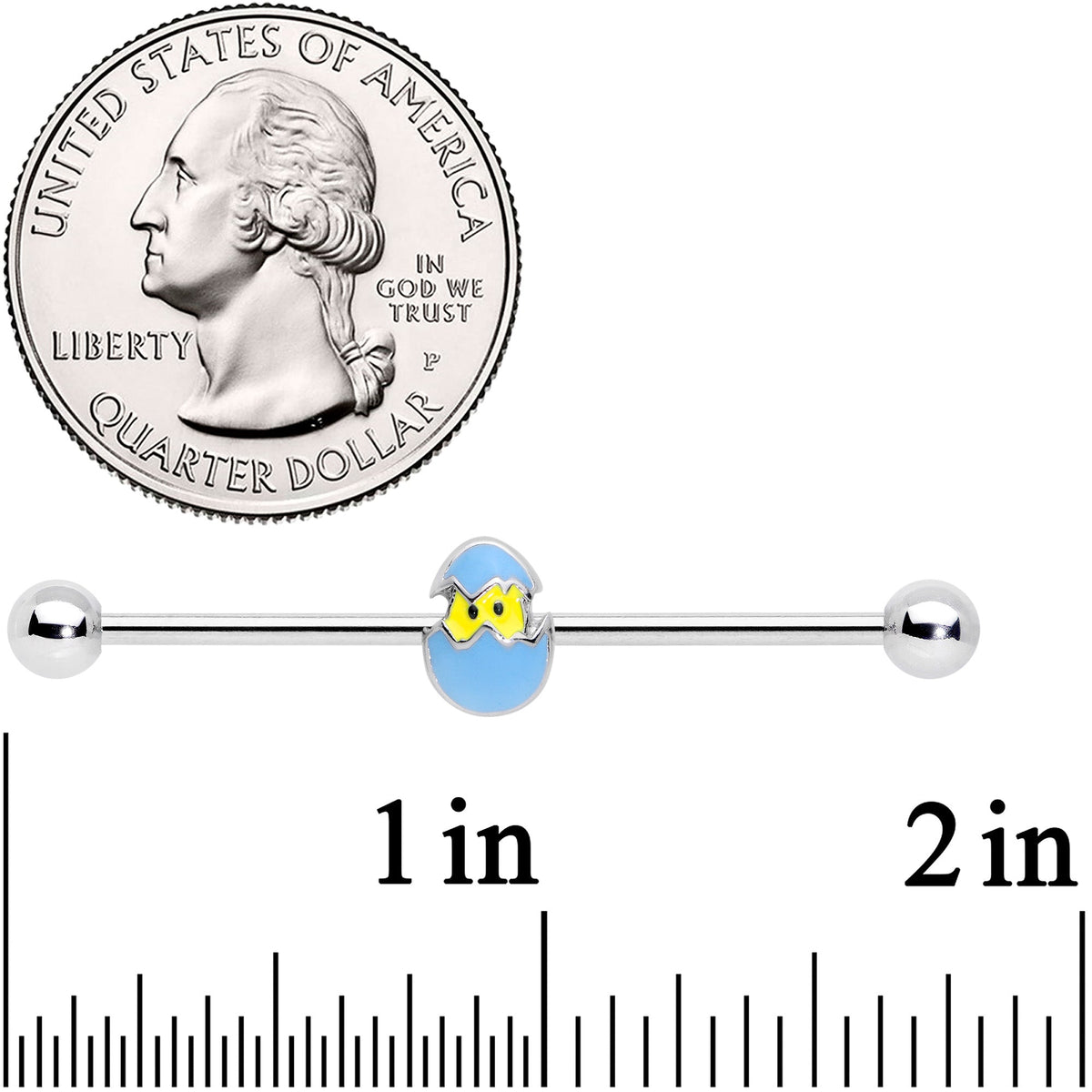 14G Blue Easter Egg Chick Industrial Barbell 38mm