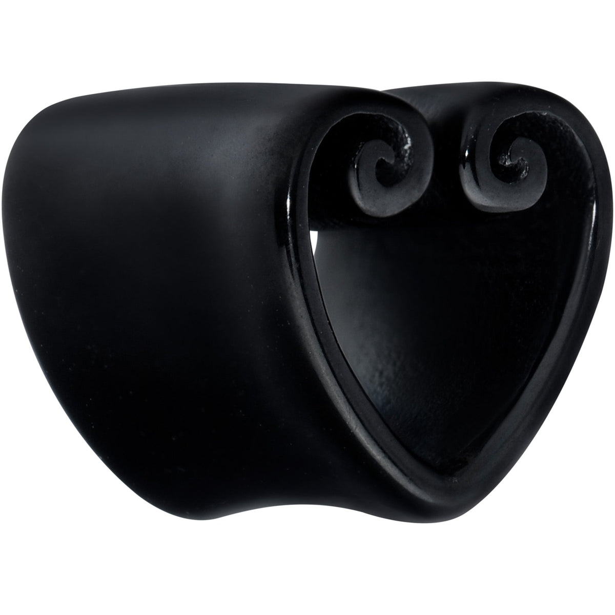Black Curled Heart Valentines Day Tunnel Plug Set