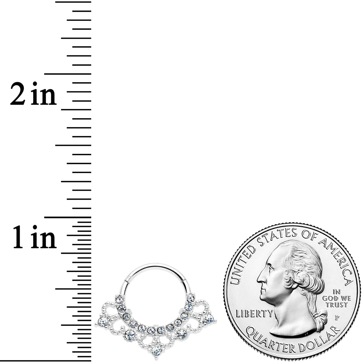 16G 3/8 Clear Gem Tiny Tiara Hinged Segment Ring
