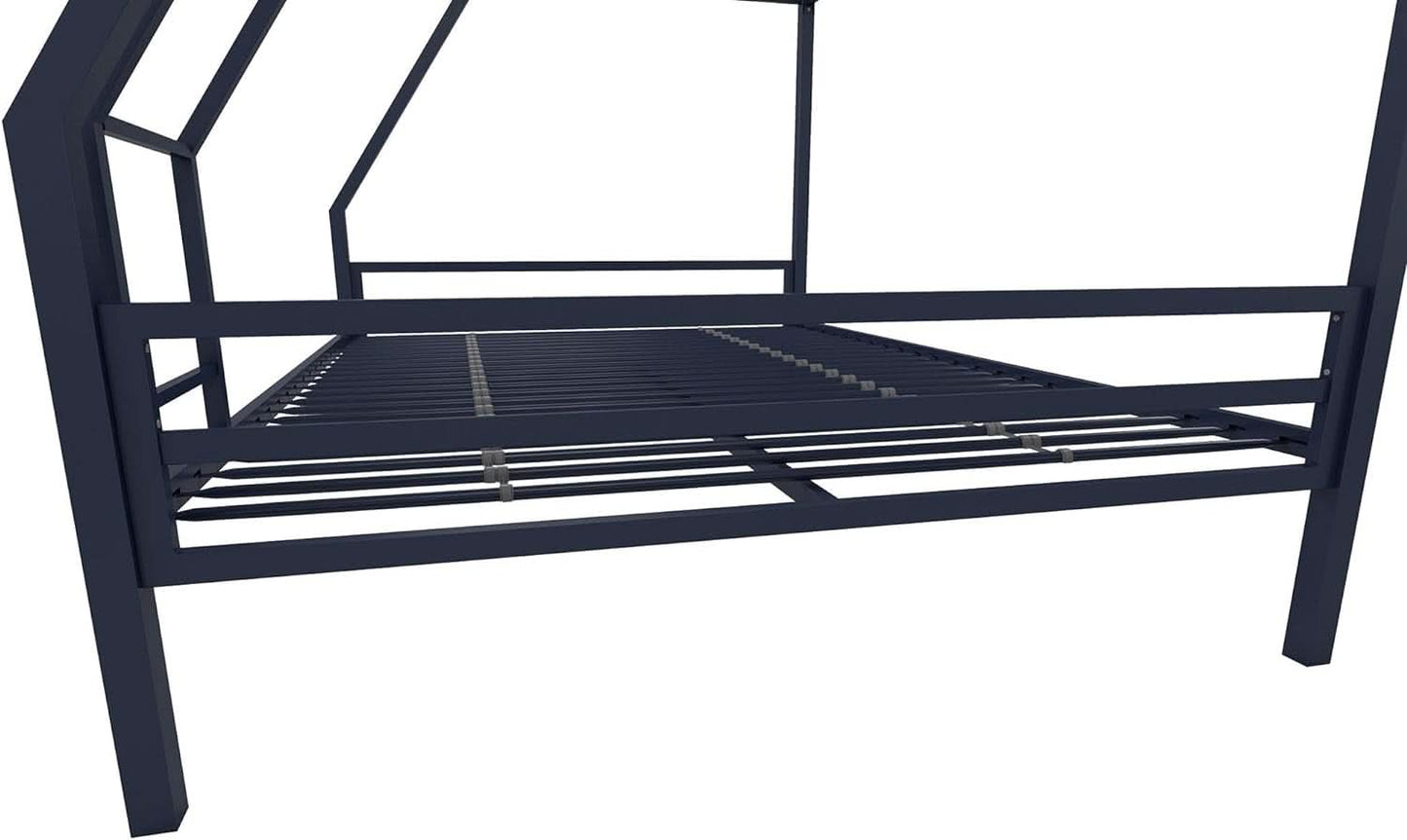 Maxwell Twin-Over-Full Metal Bunk Bed Navy Blue With Ladder
