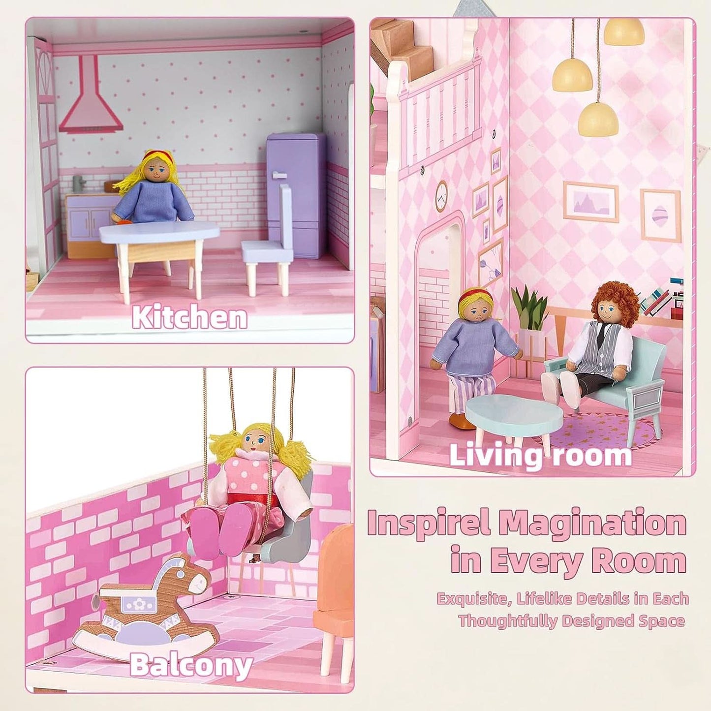 Wooden Dolls House Villa Style Premium Furnishings