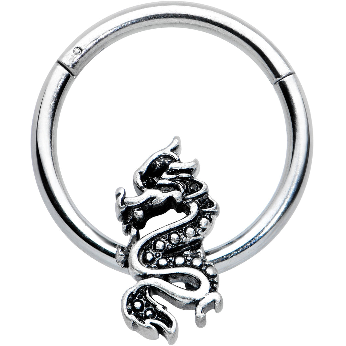 16G 3/8 Regal Medieval Dragon Hinged Segment Ring