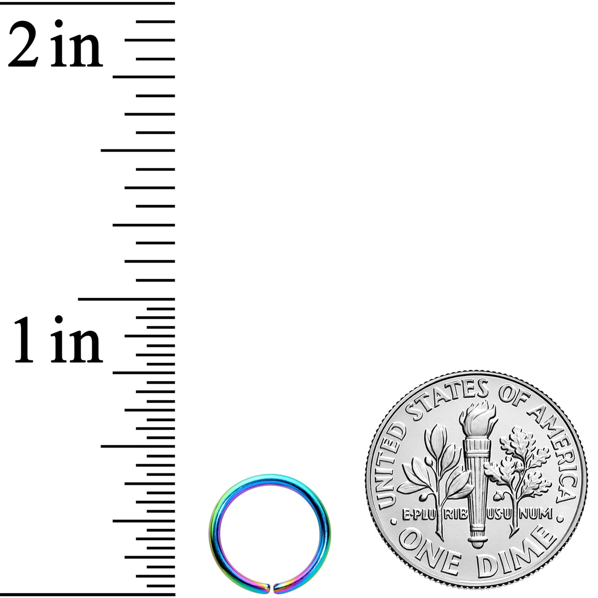 18G 5/16 Rainbow PVD Grade 23 Titanium Bendable Hoop Ring