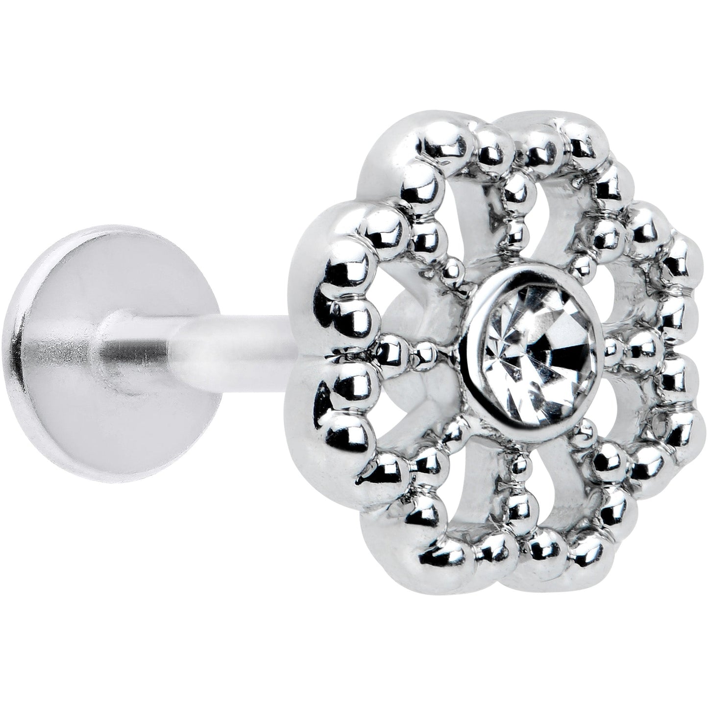 16G 5/16 Clear Gem Baroque Fabulous Flower Labret Monroe Tragus