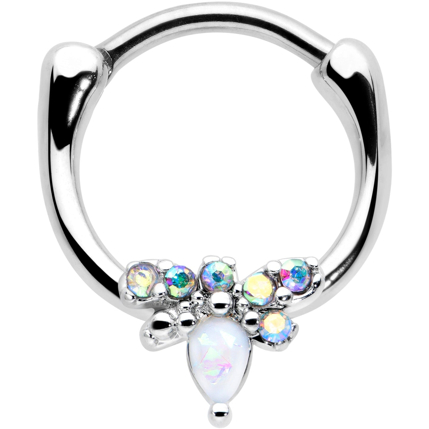 16G 5/16 White Faux Opal Bee Glamour Cartilage Clicker