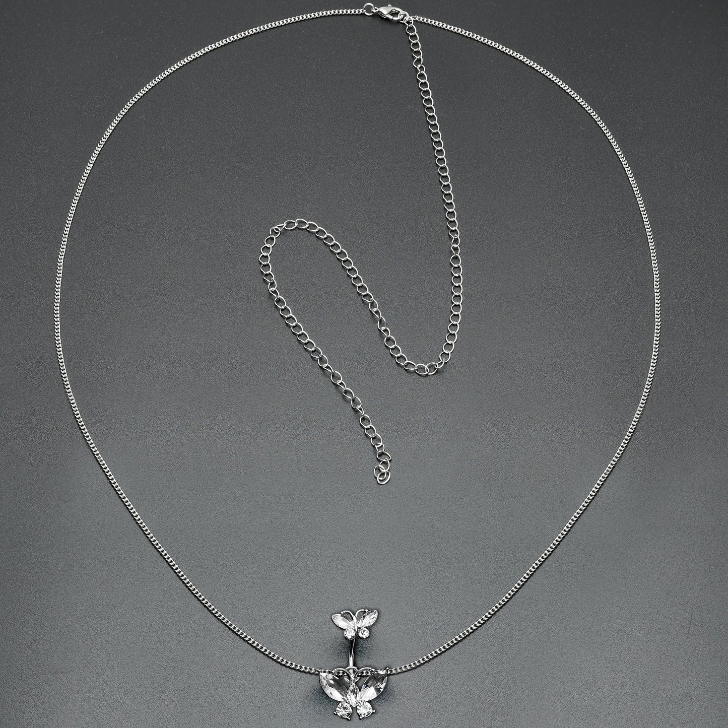 Clear Gem Butterfly Beauties Double Mount Belly Ring Belly Chain