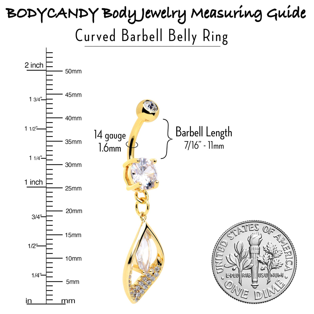 Clear CZ Gem Gold Tone Lush Leaf Dangle Belly Ring