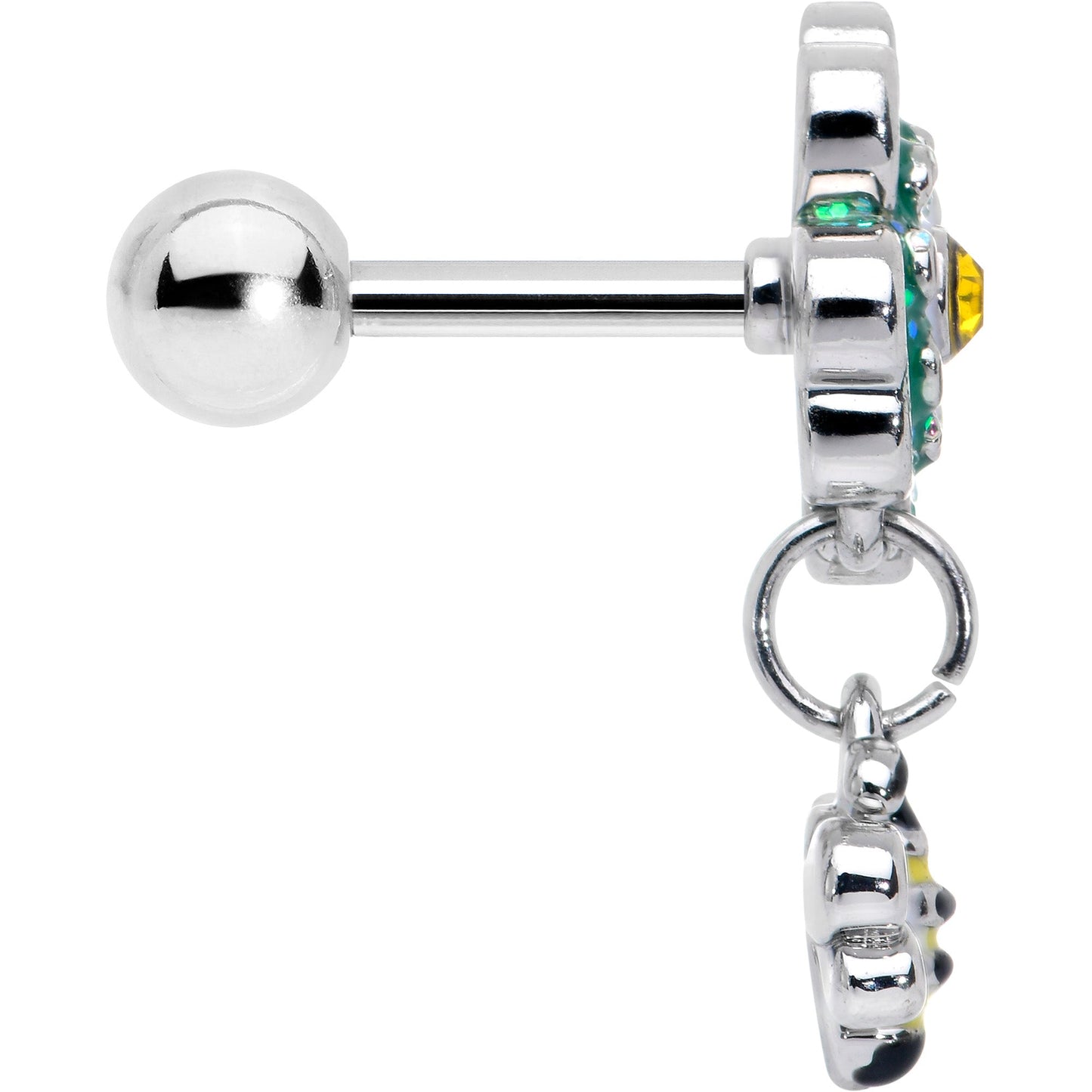 16G 1/4 Yellow Gem Daisy Bee Glittery Cartilage Tragus Earring