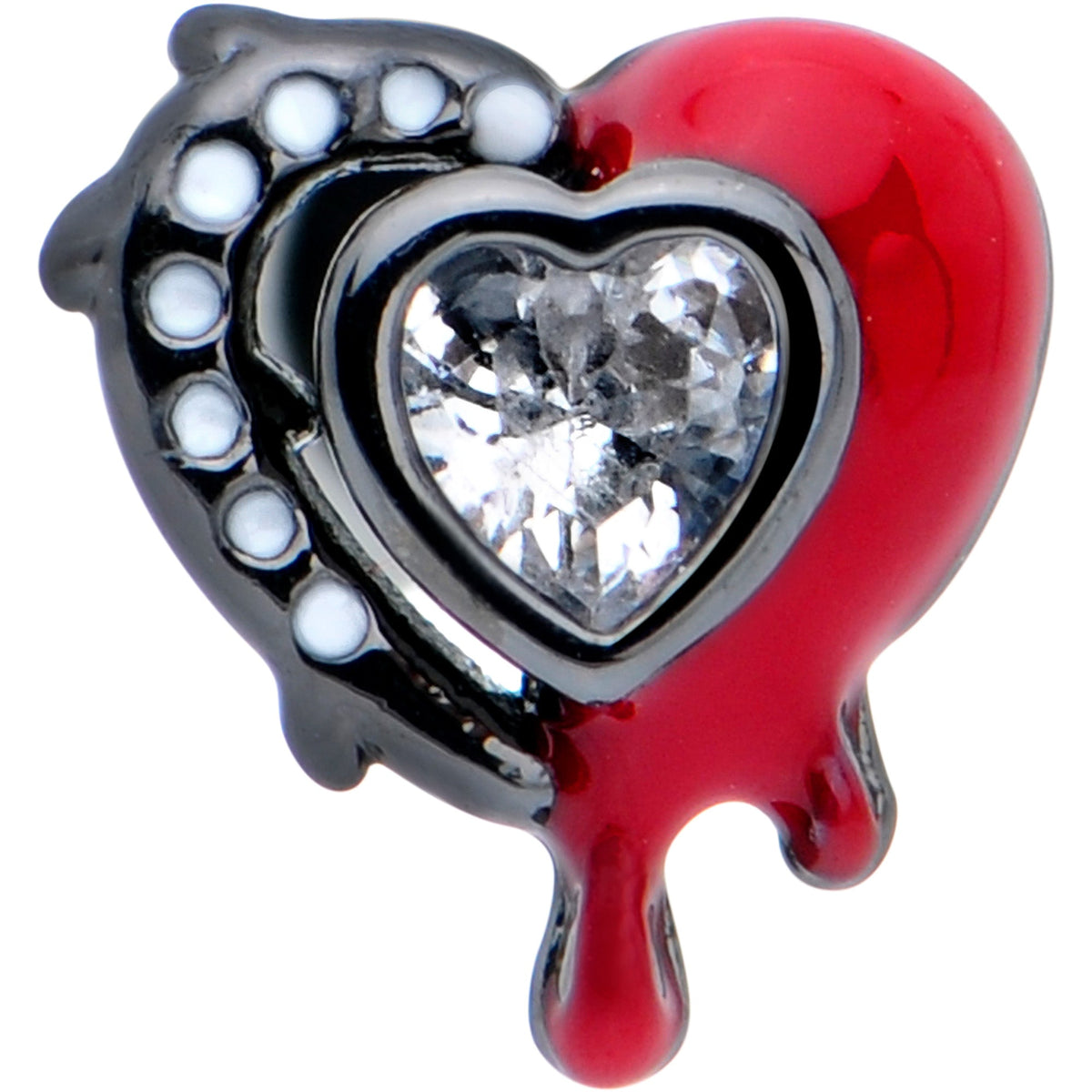 16G 5/16 Clear Gem Black Bleeding Heart Labret Monroe Tragus