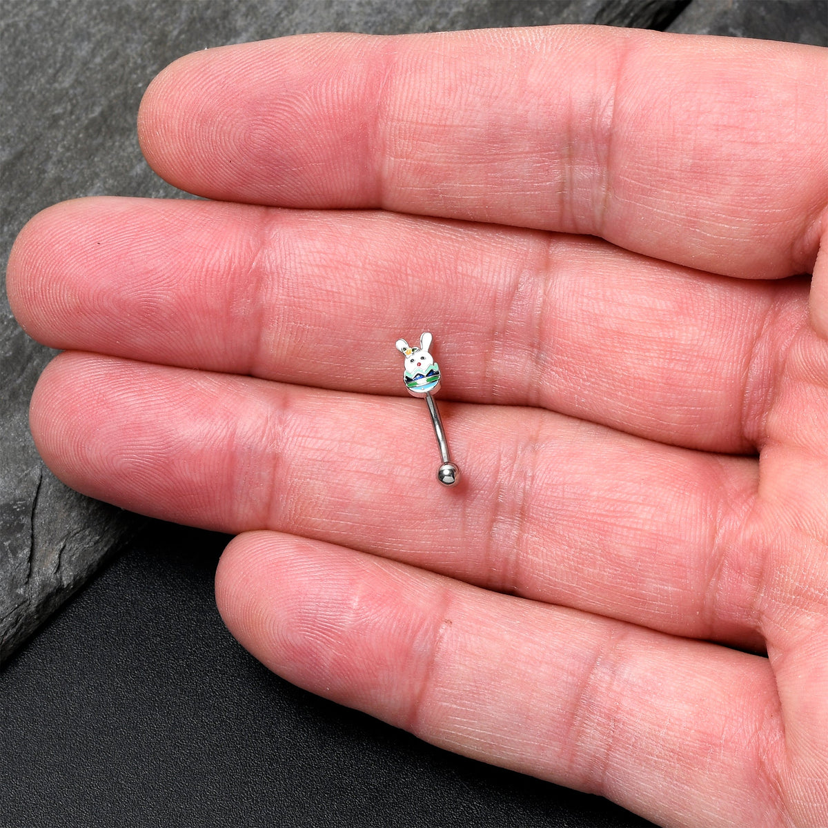 16G 5/16 Easter Egg Bunny Curved Eyebrow Ring