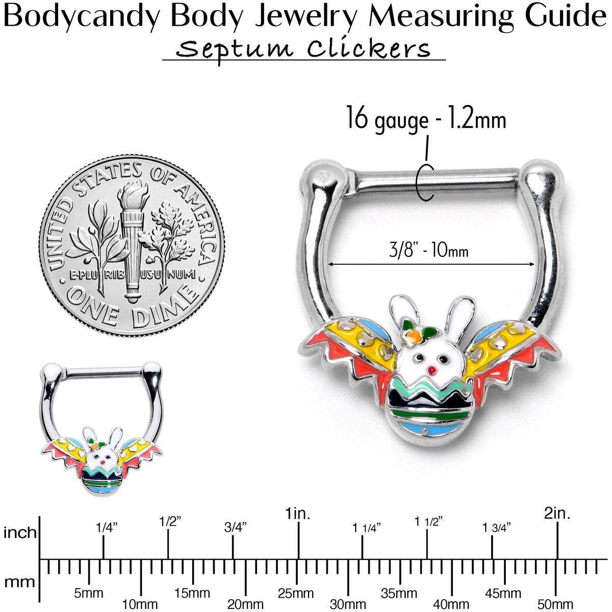 16G 5/16 Easter Egg Bunny Cartilage Clicker