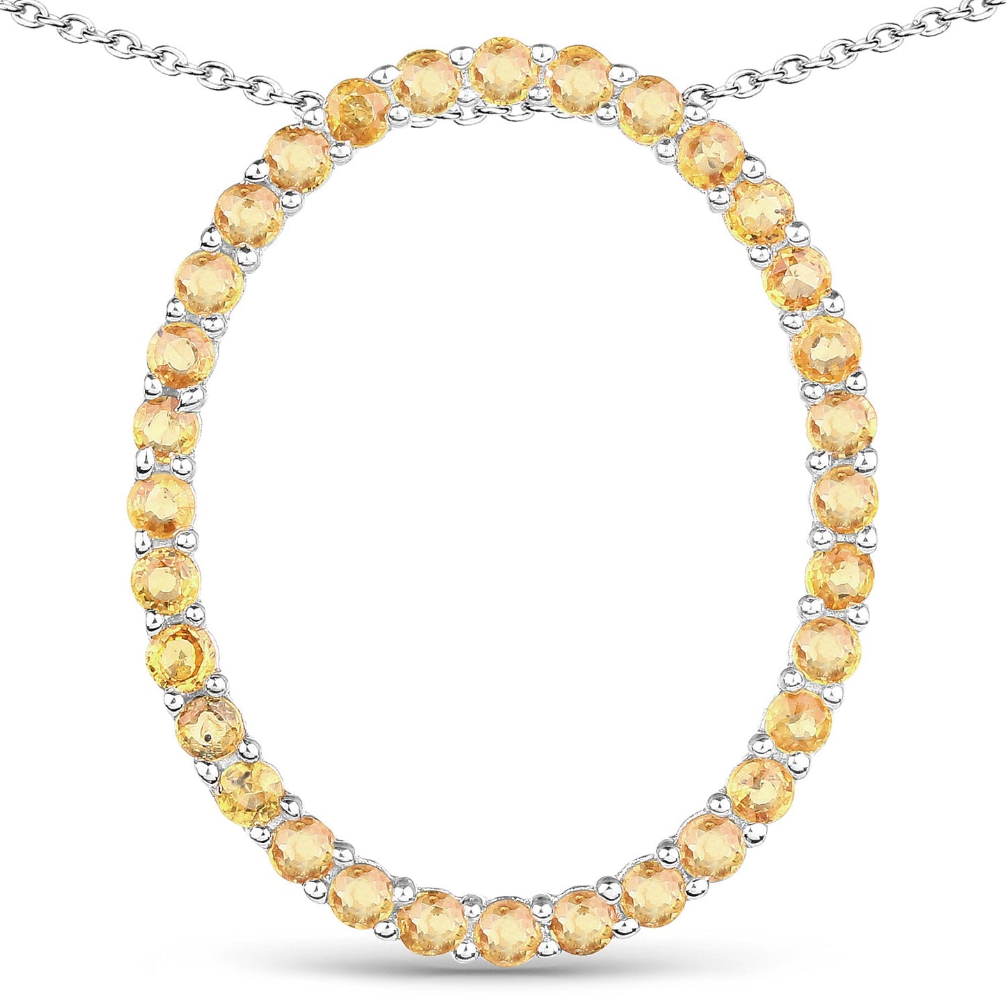 3.84 Carat Genuine Yellow Sapphire .925 Sterling Silver Pendant
