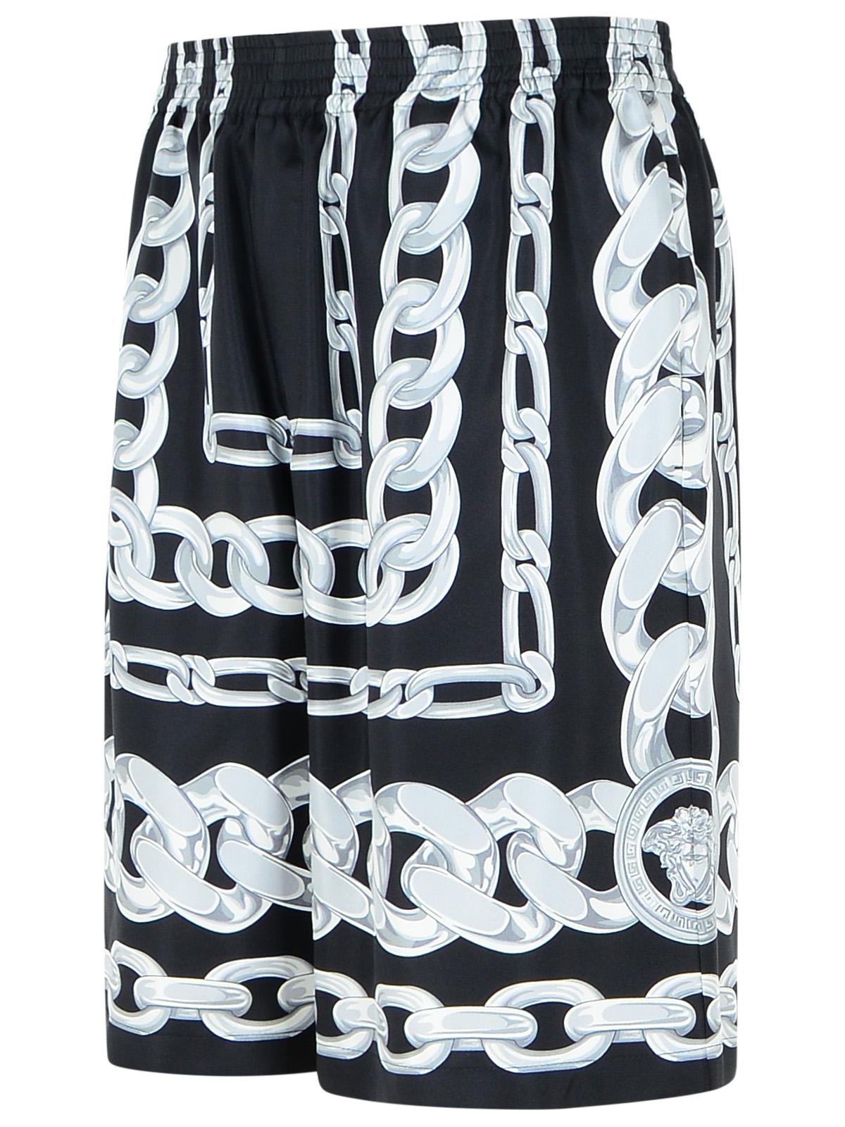 Versace 'Chains' Black Silk Bermuda Shorts Men