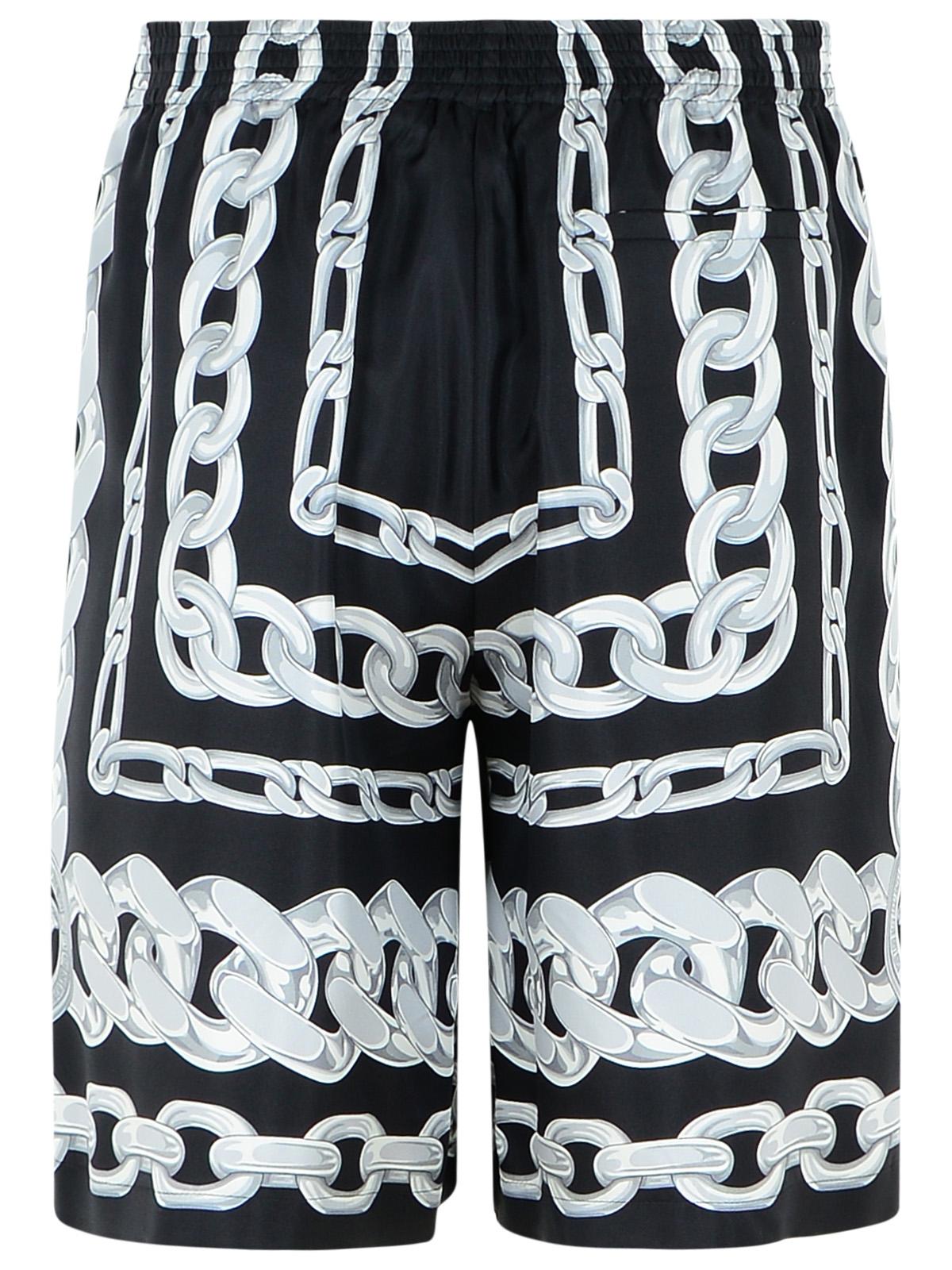 Versace 'Chains' Black Silk Bermuda Shorts Men