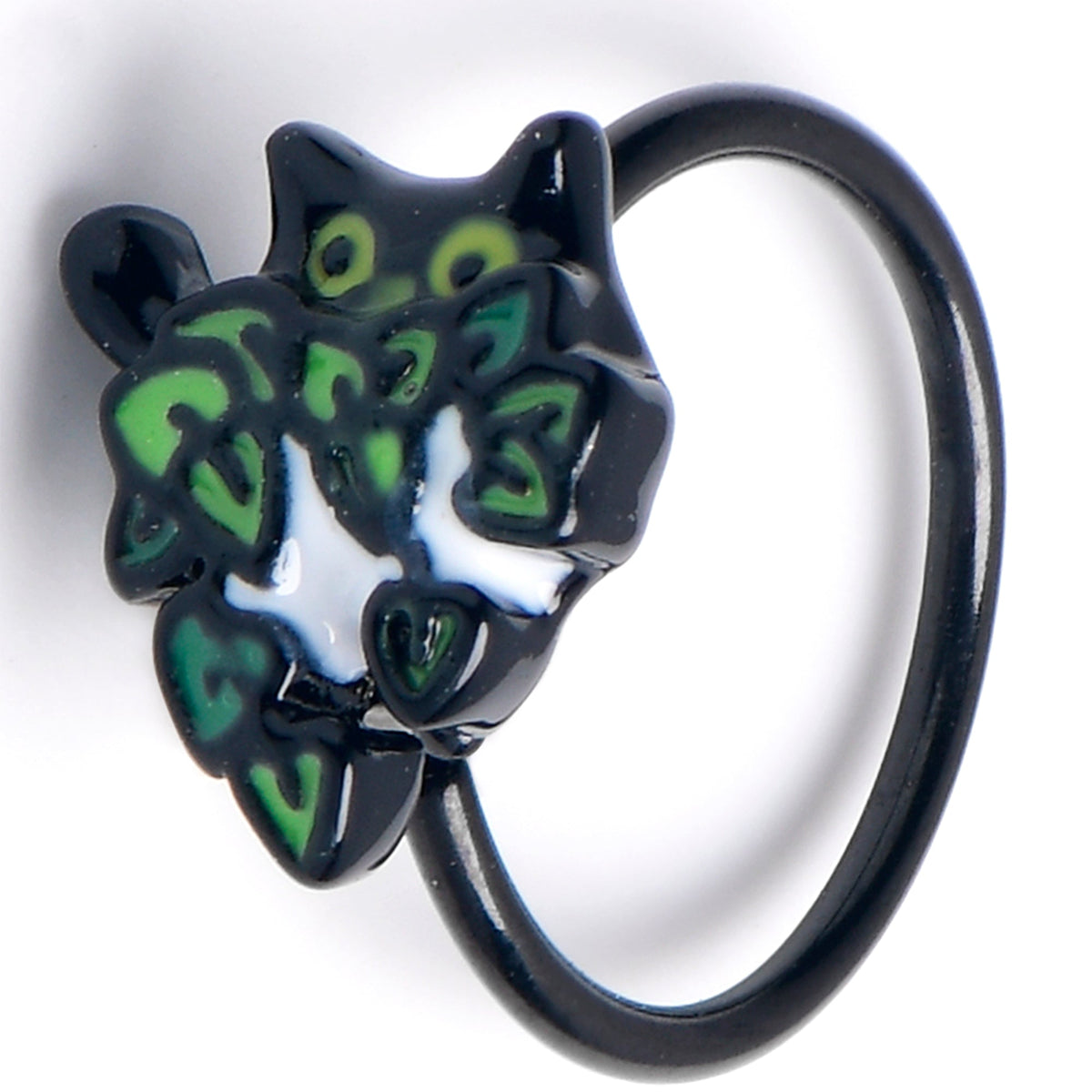 20G 5/16 Black Pouncing Cat Nose Hoop