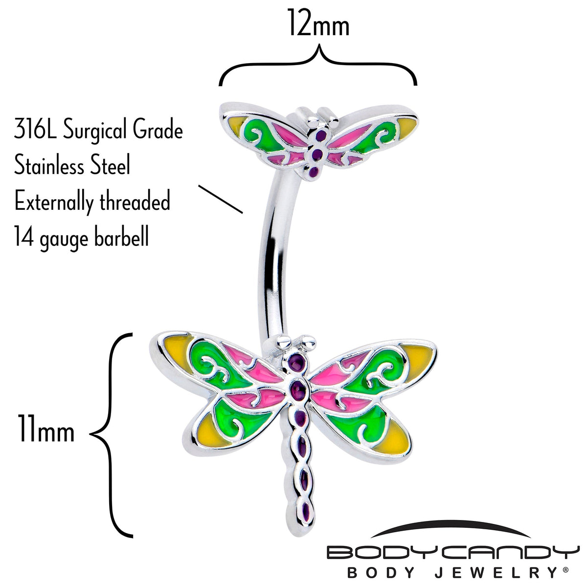 Dragonfly Colors Double Mount Belly Ring