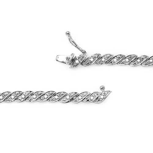 0.27 Carat Genuine White Diamond .925 Sterling Silver Bracelet