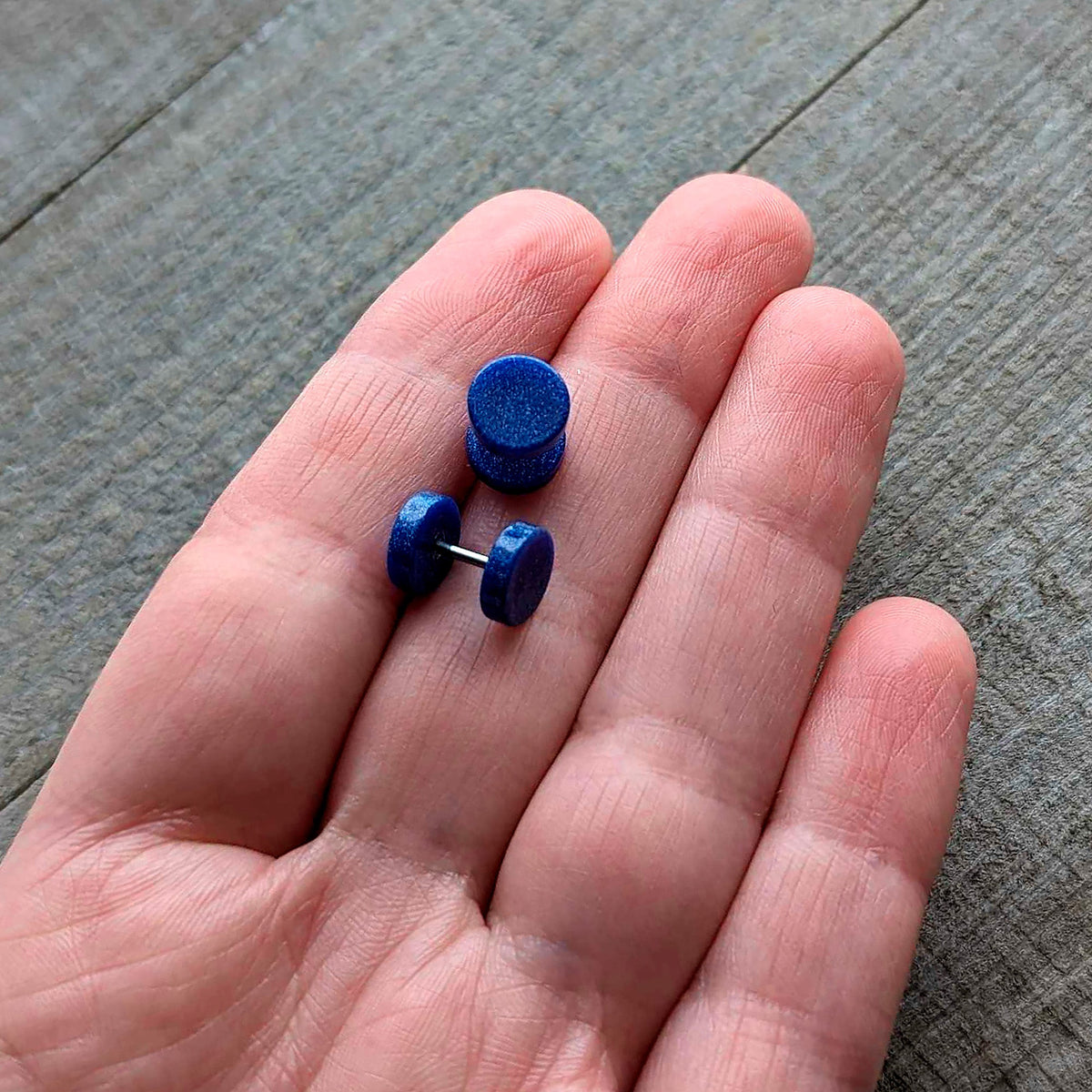 18G Blue Shimmer Acrylic Cheater Plug Set