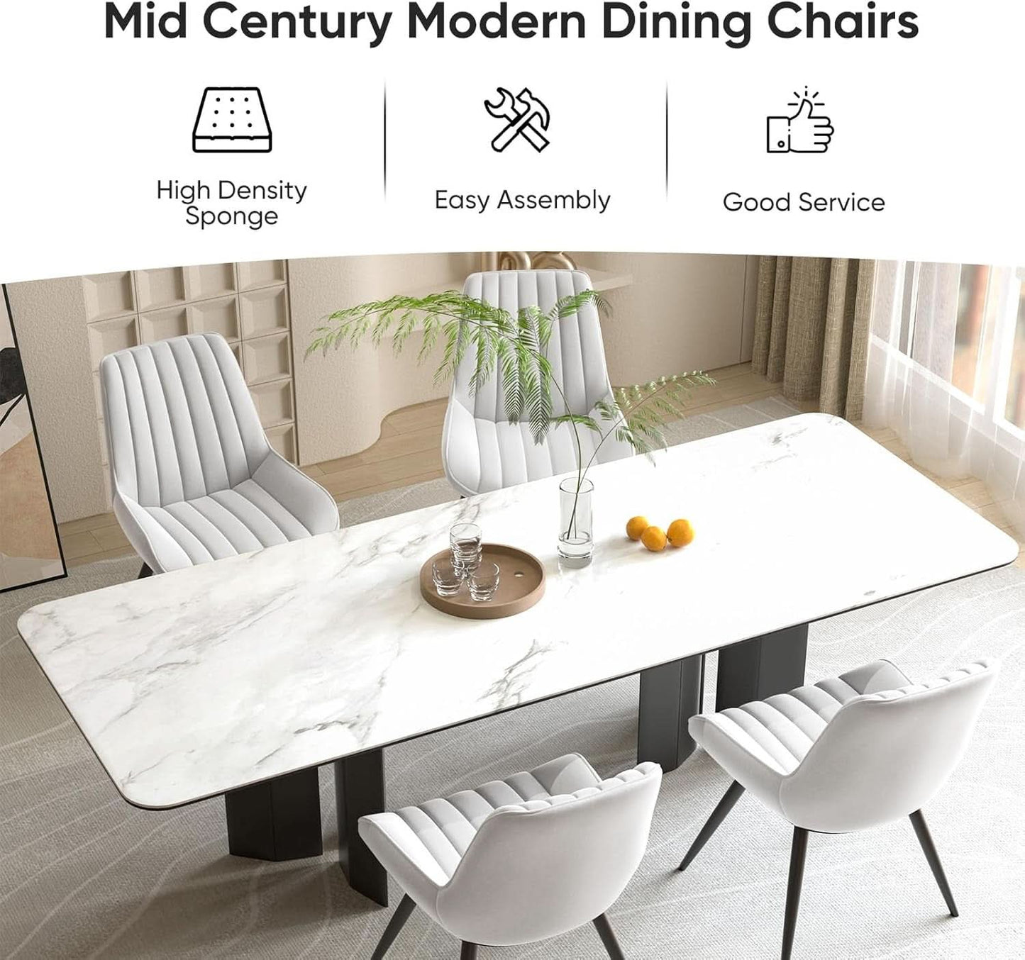 White Upholstered Dining Chairs With Thick Cushions