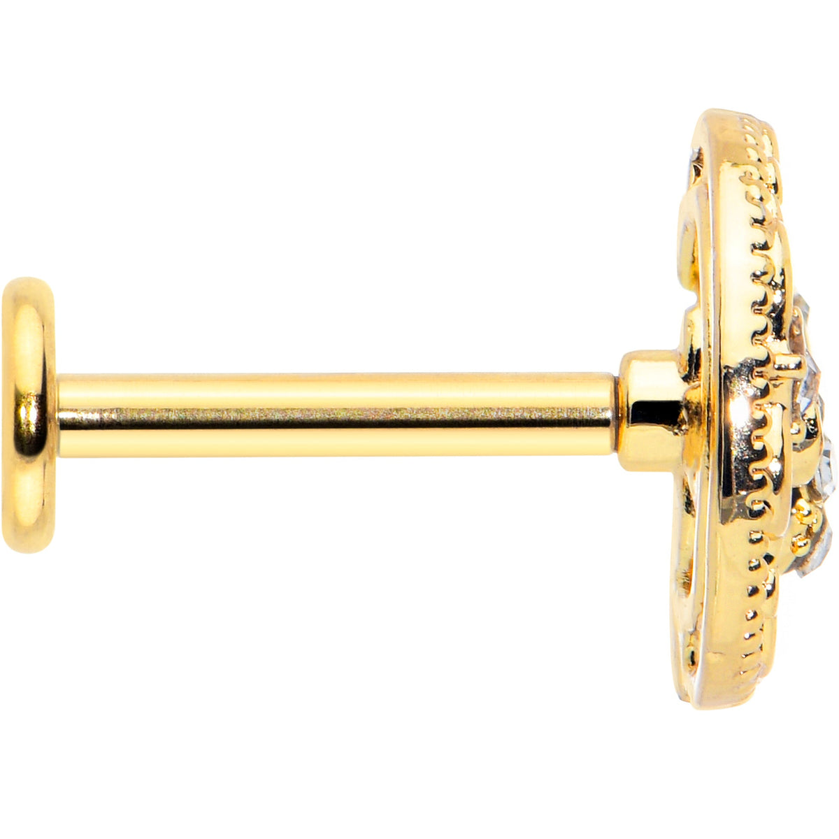 16G 5/16 Clear Gem Gold Tone Interally Threaded Dragonfly Labret