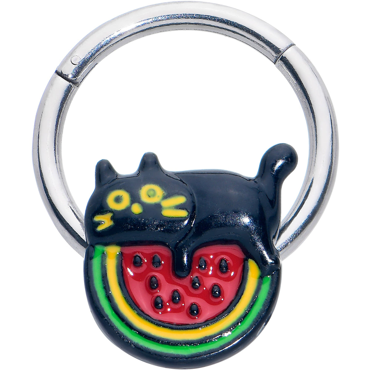 16G 3/8 Watermelon Cat Love Hinged Segment Ring