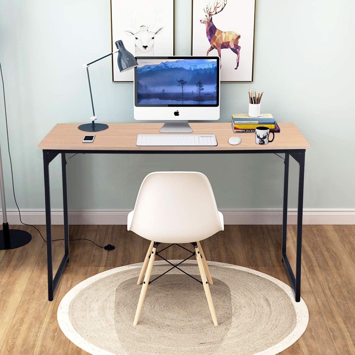 47.2-Inch Computer Desk With Metal Frame For Home Office