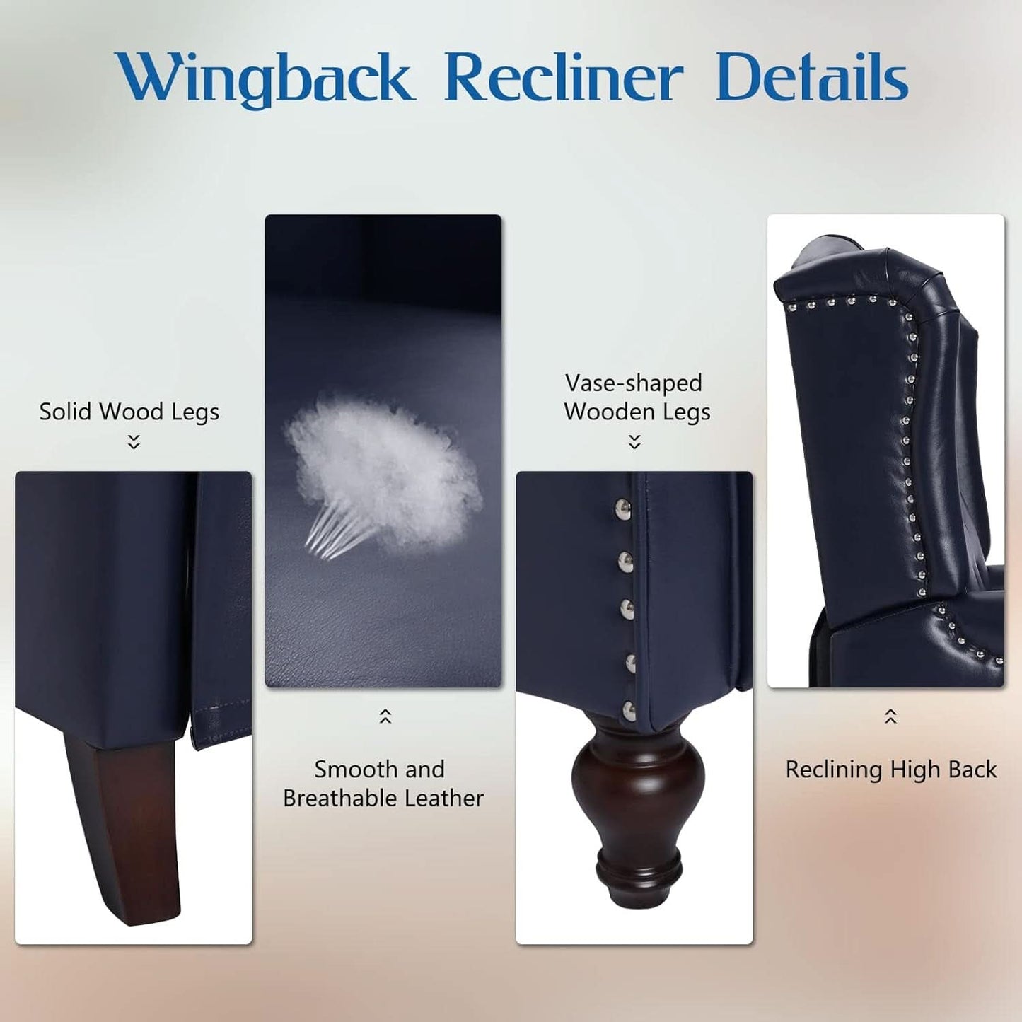 Wingback Recliner Chair With Massage And Heat PU Leather
