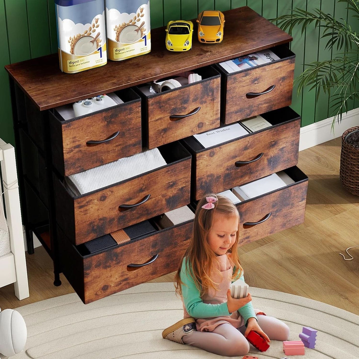 7 Drawer Bedroom Dresser With Anti Tip Storage For Clothes