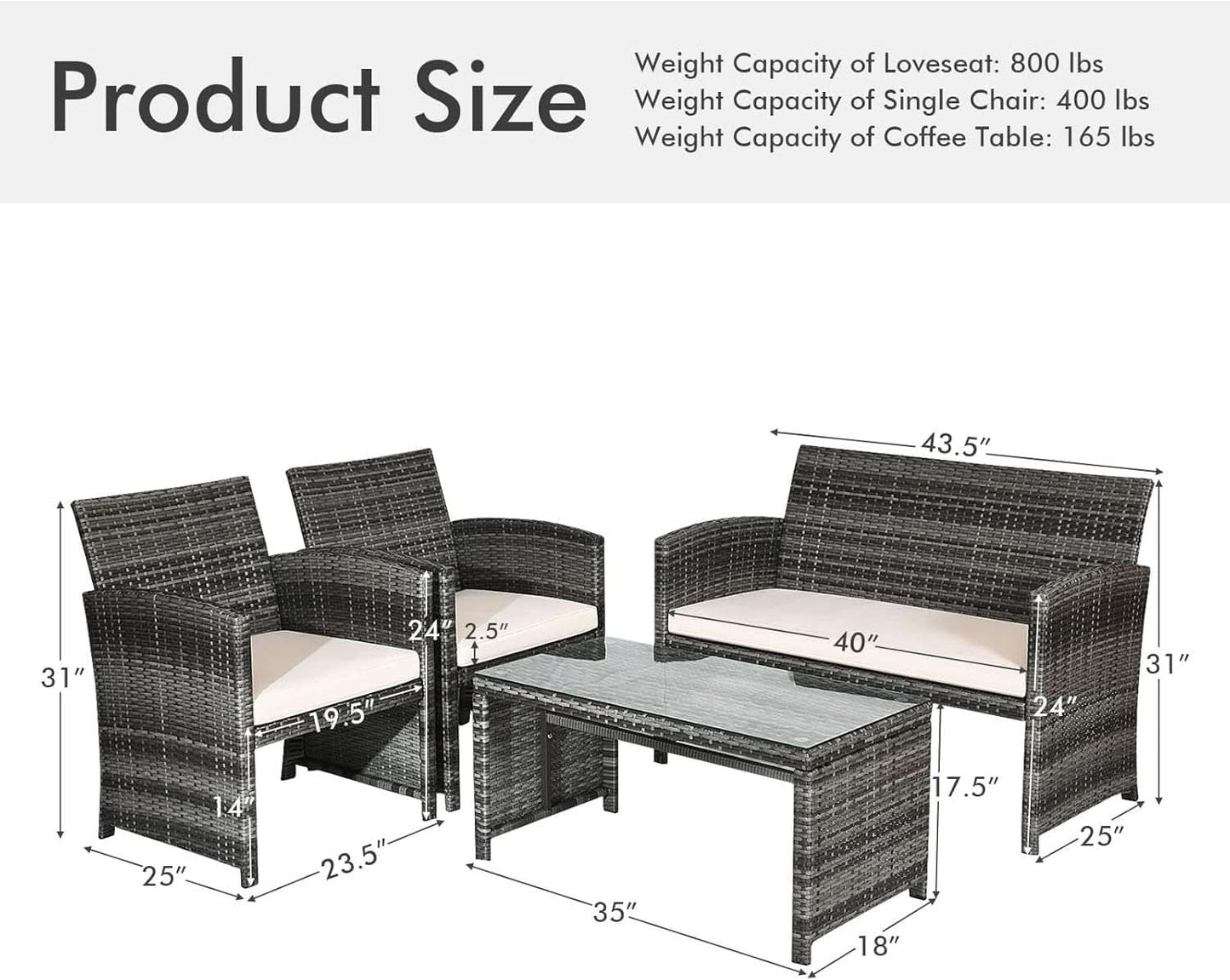 Weather Resistant Rattan Patio Furniture Set for Outdoors