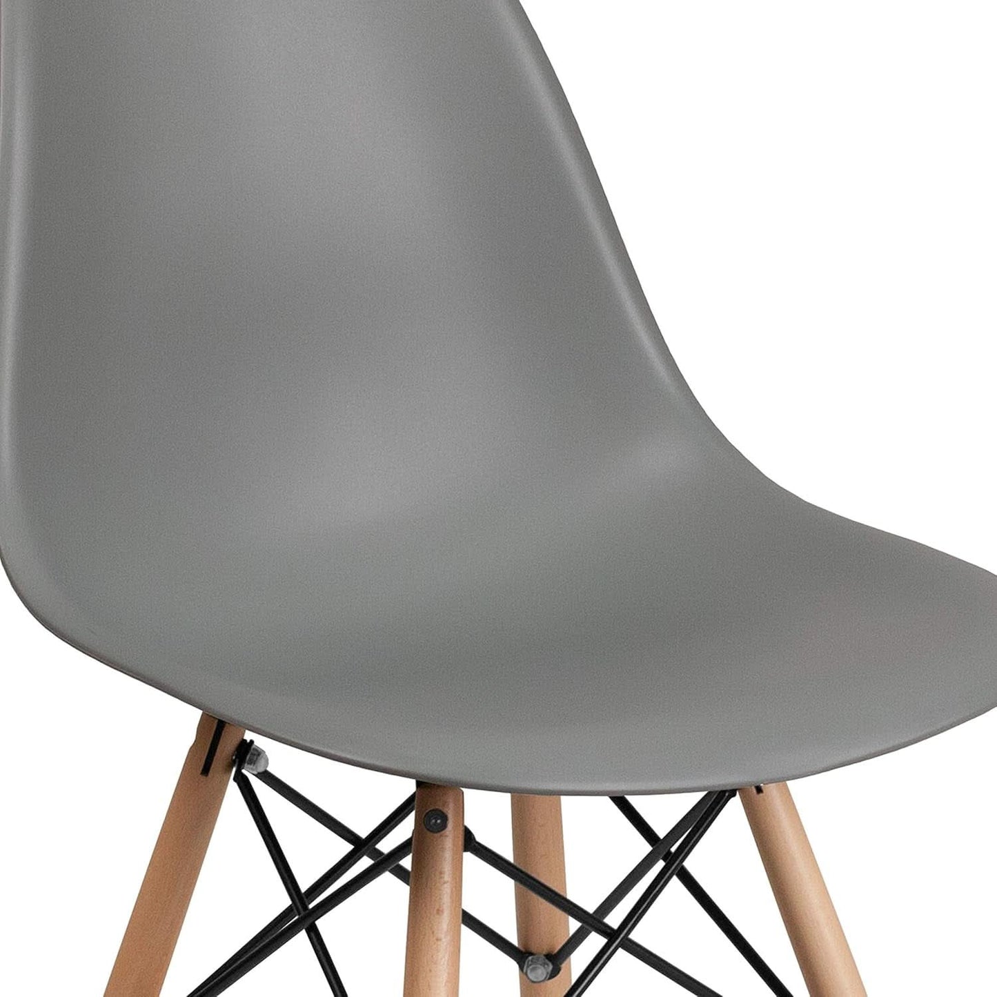 Moss Gray Plastic Chair With Wooden Legs For Dining Room