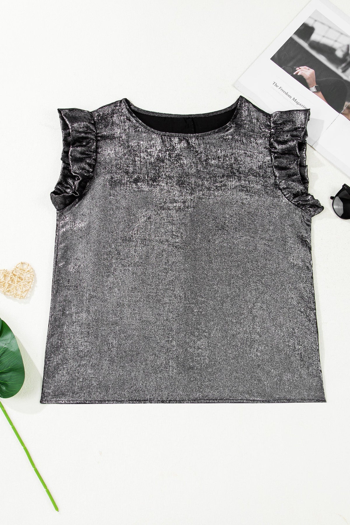 Amelia Ruffle Trim Sleeveless Top