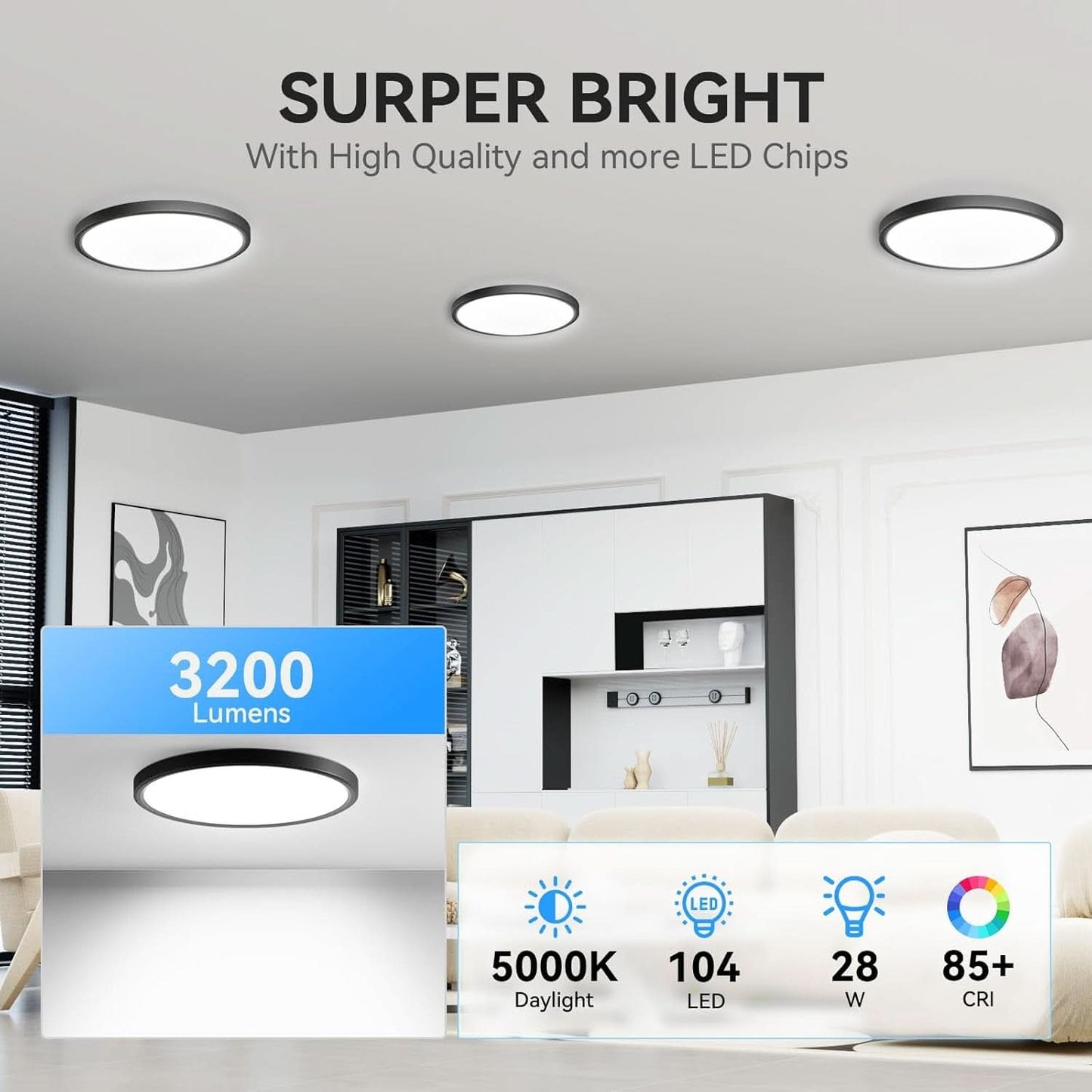 12 Pack 12 Inch Slim LED Flush Mount Ceiling Lights 5000K