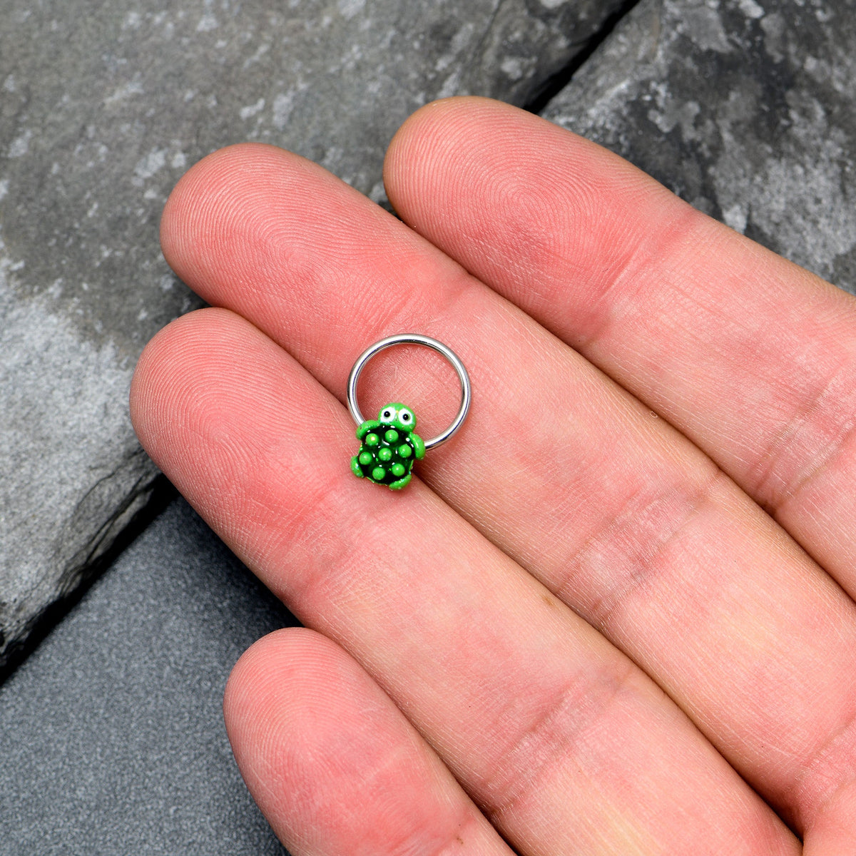 16G 3/8 Texture Turtle BCR Captive Ring