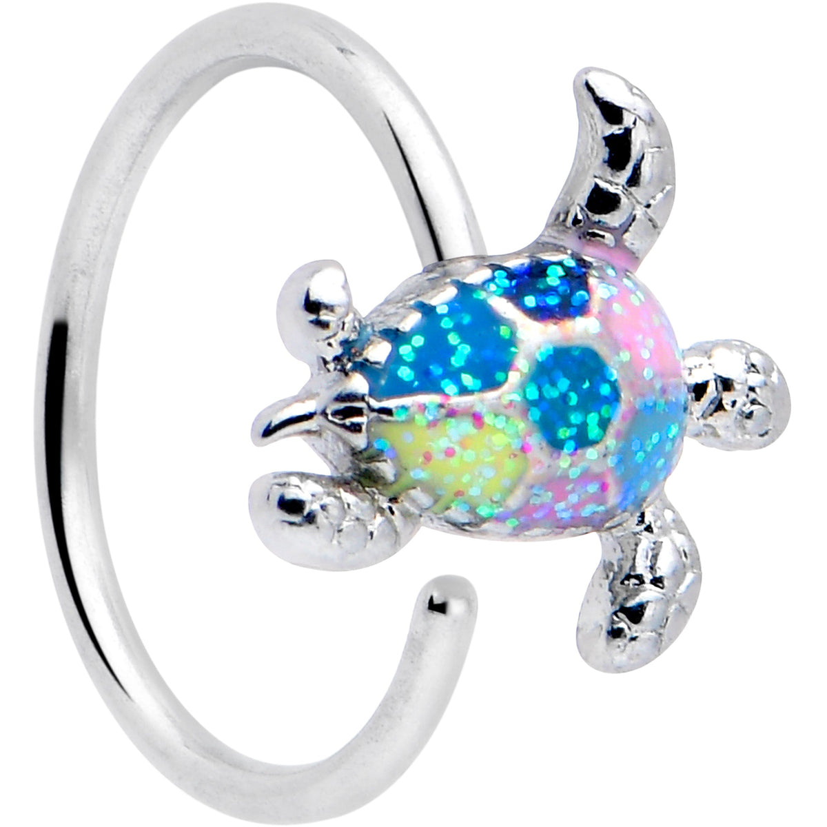 20G 5/16 Glitter Turtle Nose Hoop