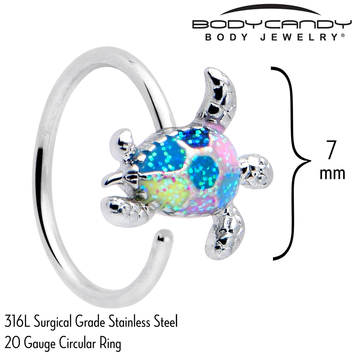 20G 5/16 Glitter Turtle Nose Hoop