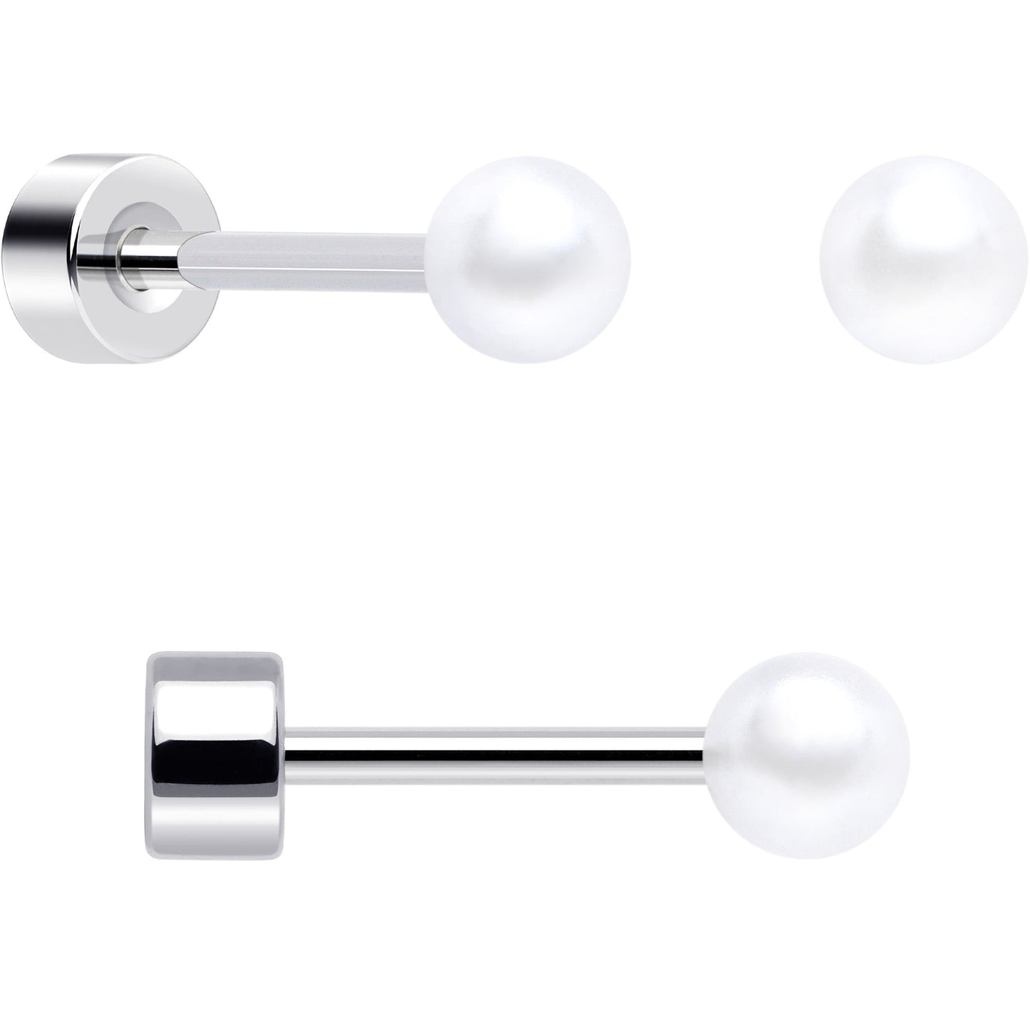 20G Clear Gem White Orb Butterfly Flatback Earring Set of 6