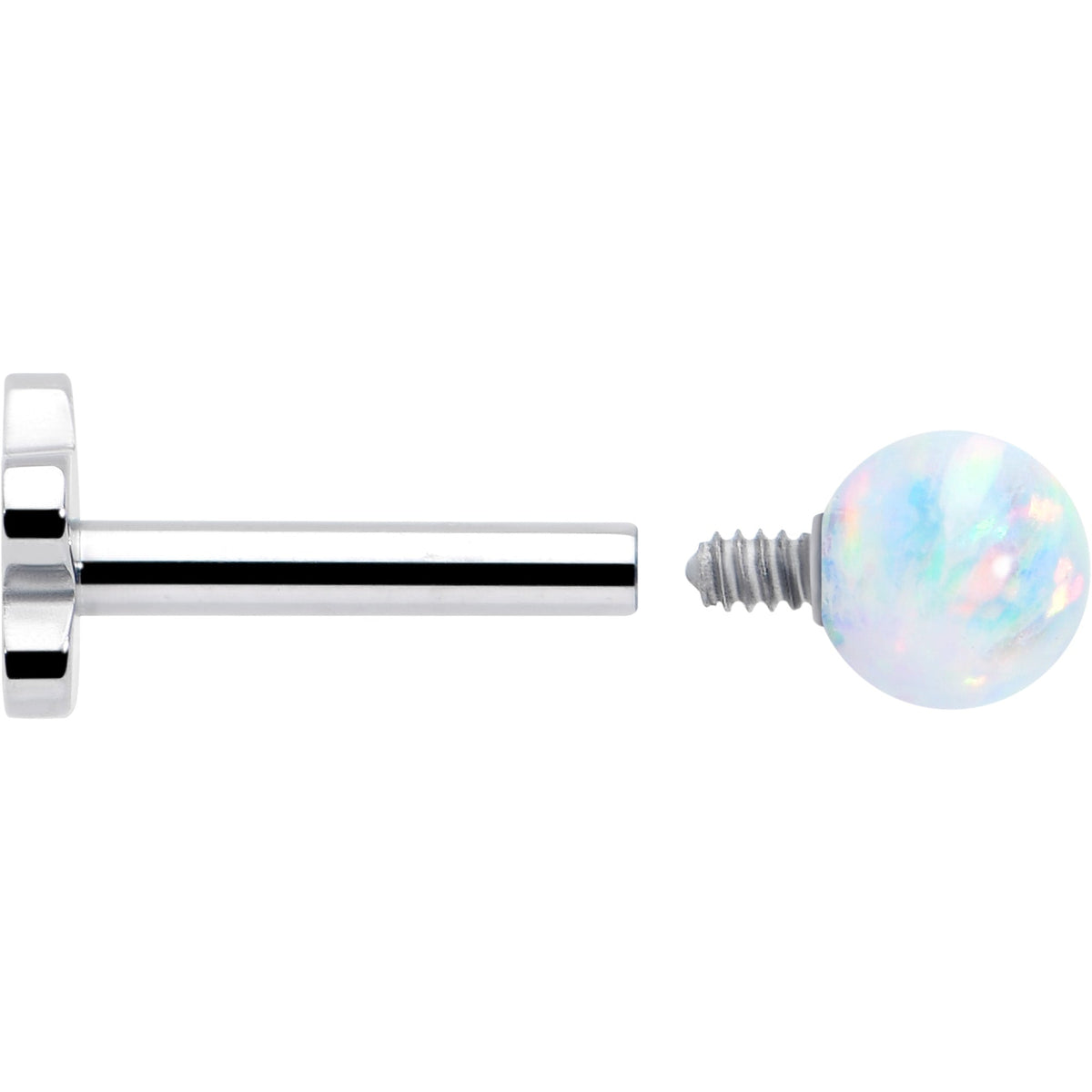 Titanium Reversible Flower Flat Back Stud 18G Synthetic Opal Ball