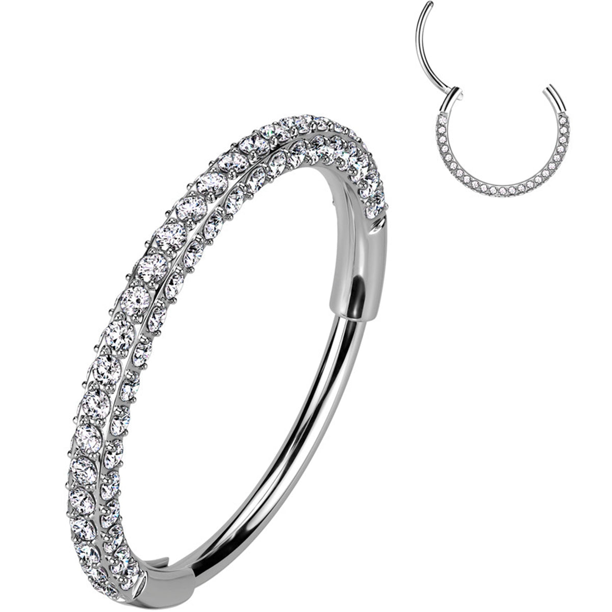 20G Implant Grade Titanium Triple Sided Micro Gem Hinged Nose Hoop