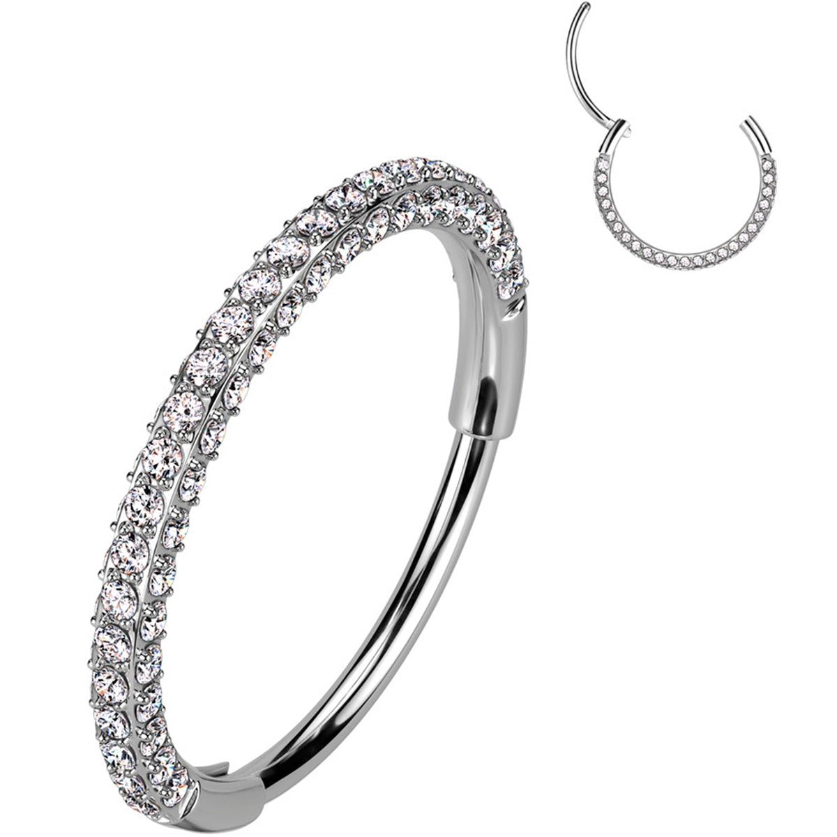20G Implant Grade Titanium Triple Sided Micro Gem Hinged Nose Hoop